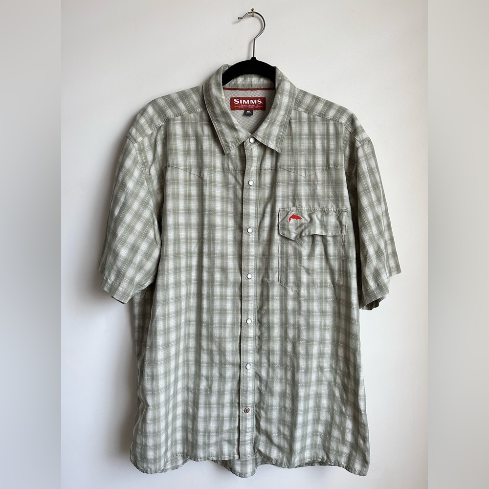 SIMMS ‘Big Sky’ UPF 50 Performance Fishing Short Sleeve Shirt Men’s Size XL - Picture 2 of 8
